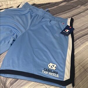 Champion Men's Light Blue Athletic Shorts with Carolina Tar Heels Logo